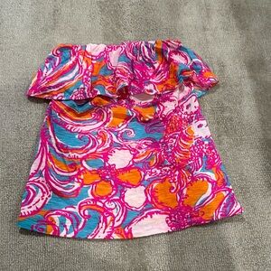 Lilly Pulitzer strapless top small pink,blue,orange,white